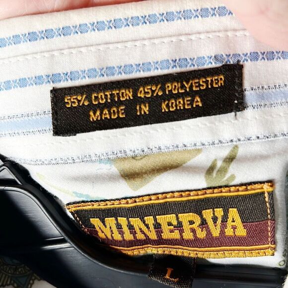 Minerva Men’s Striped button Down Western Shirt Size Large - Picture 5 of 7